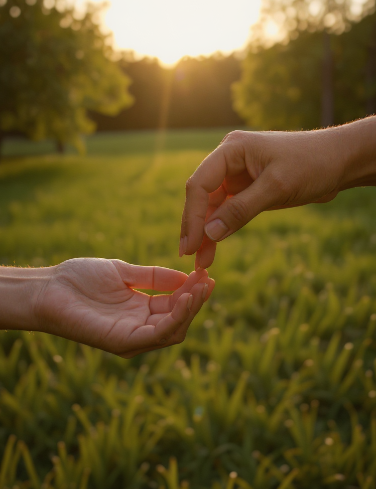 Hands reaching out in support