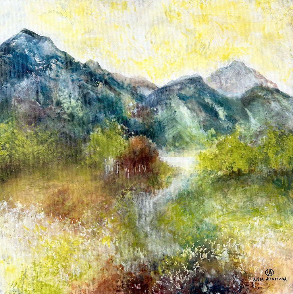 Bergskedjan i min dröm - storlek  40x40 cm, pirs 4000 kr 