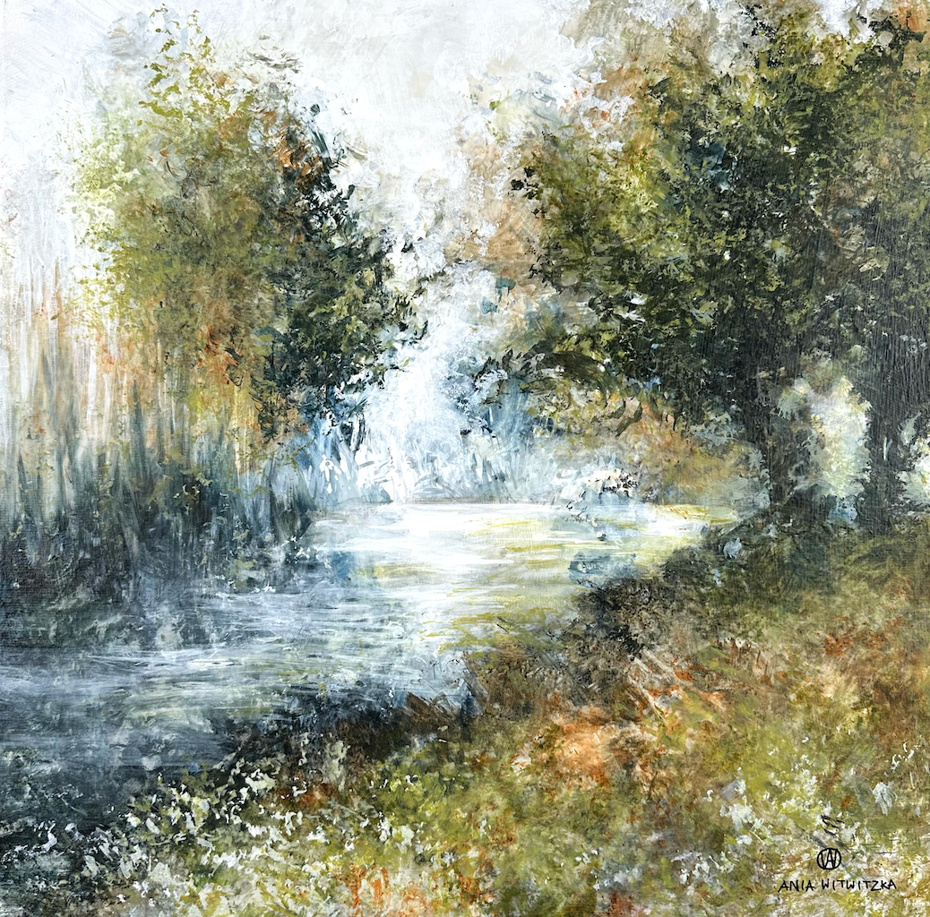 Morgon vid sjön - storlek  40x40 cm, pirs 4000 kr 