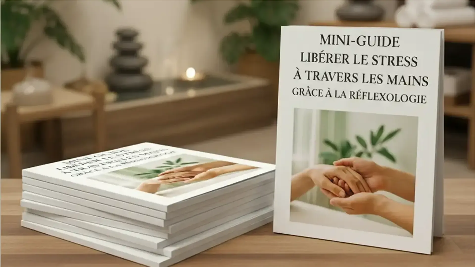 présentation du mini-guide en rflexologie des main pour gérer le stress et faire découvrire notre formation en réflexologie