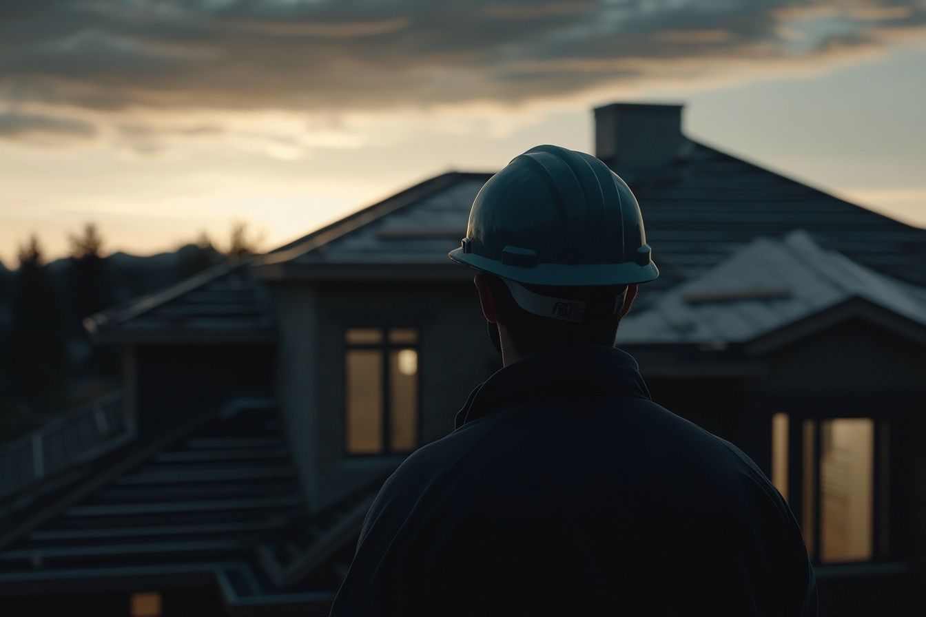 Worker performing site and soil analysis for foundation preparation