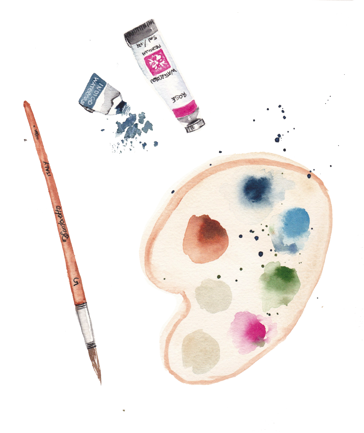 Palette, Paints and Brush