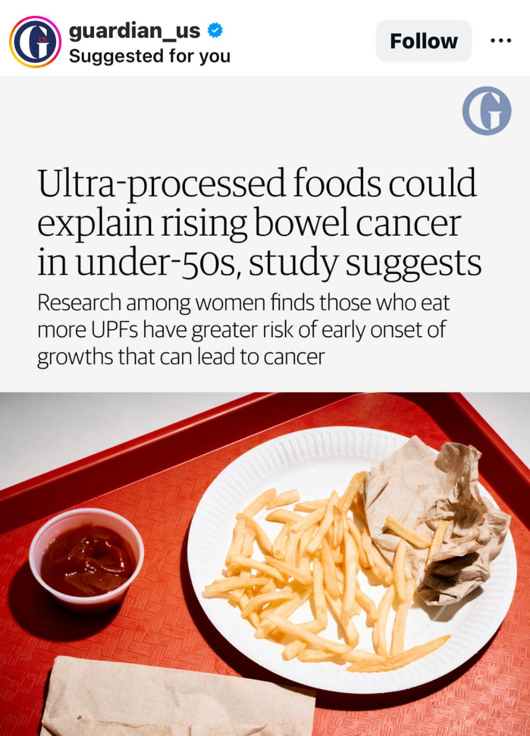 Screenshot from The Guardian's public social media feed.