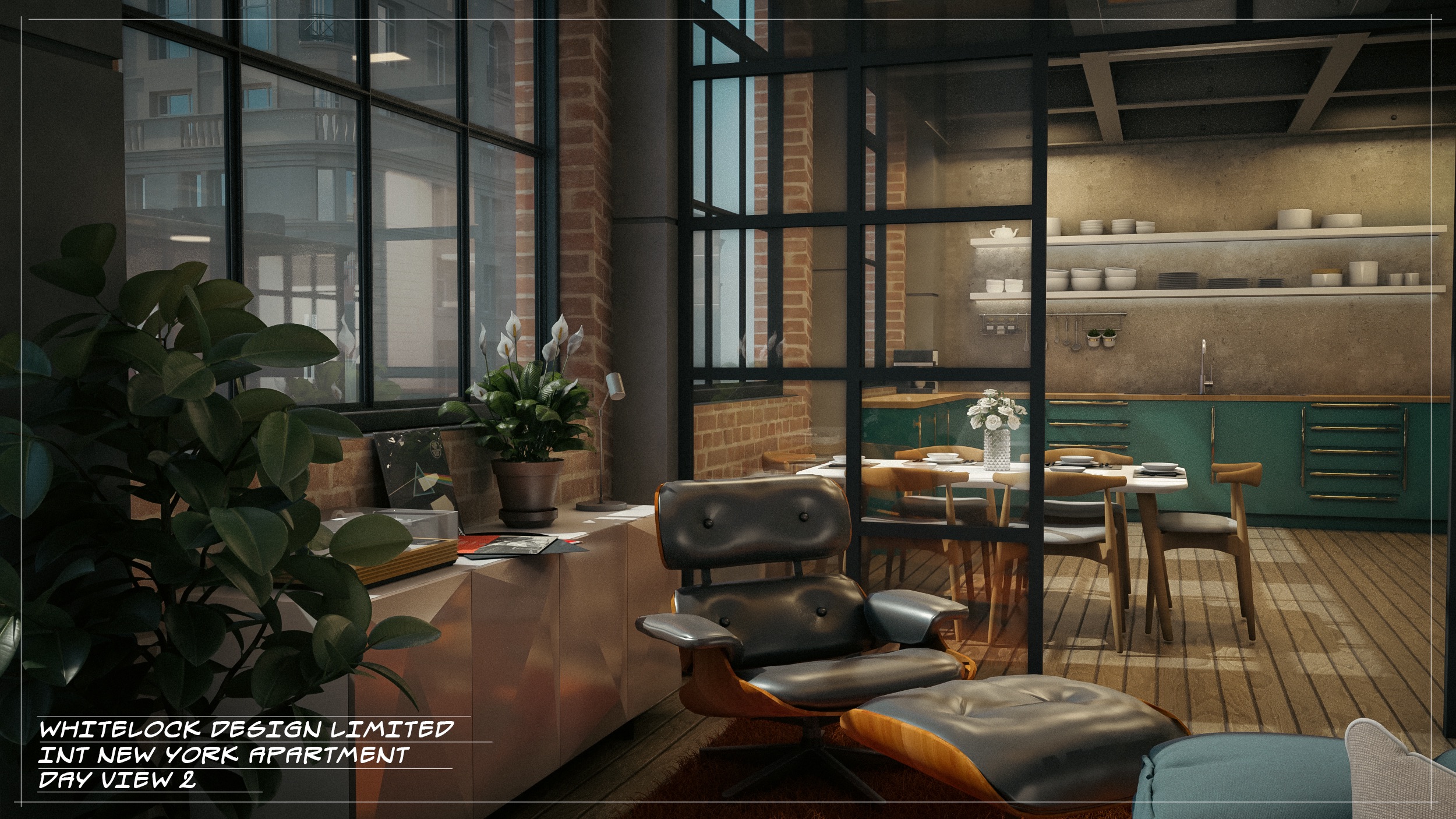 Finished render of the New York loft apartment