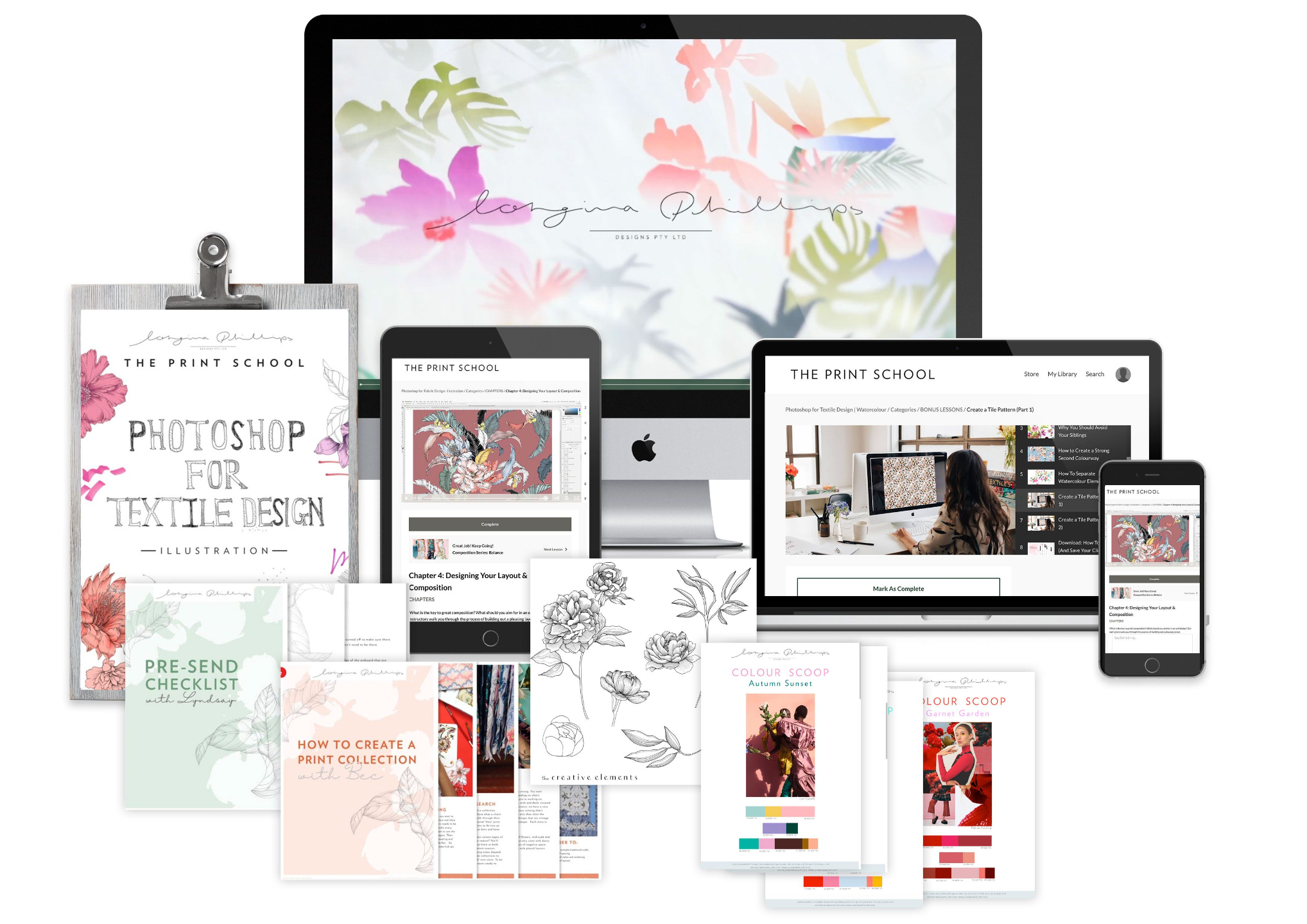 Screenshot of the course inclusions on different screens