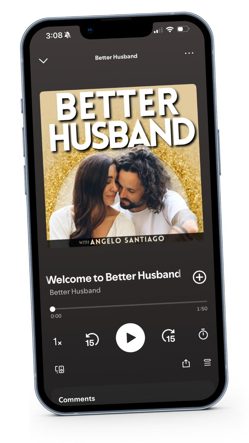 Better Husband Podcast on iPhone Screen