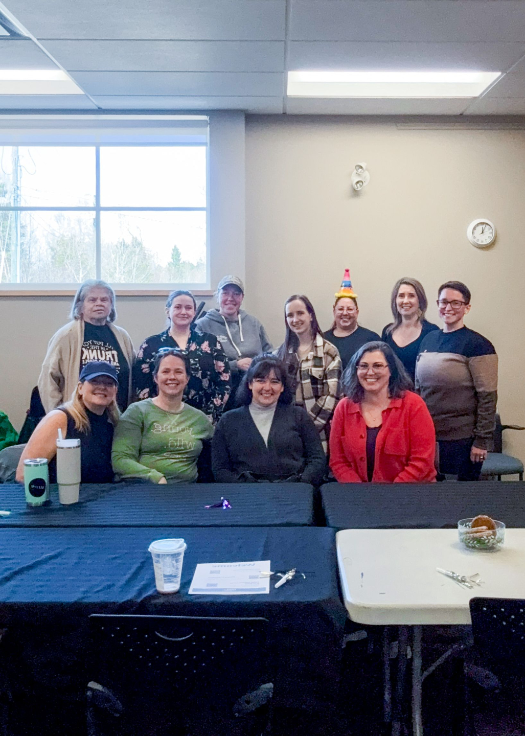 Roundabout Meetup attendees gather for a group photo at the Kennebecasis Library event