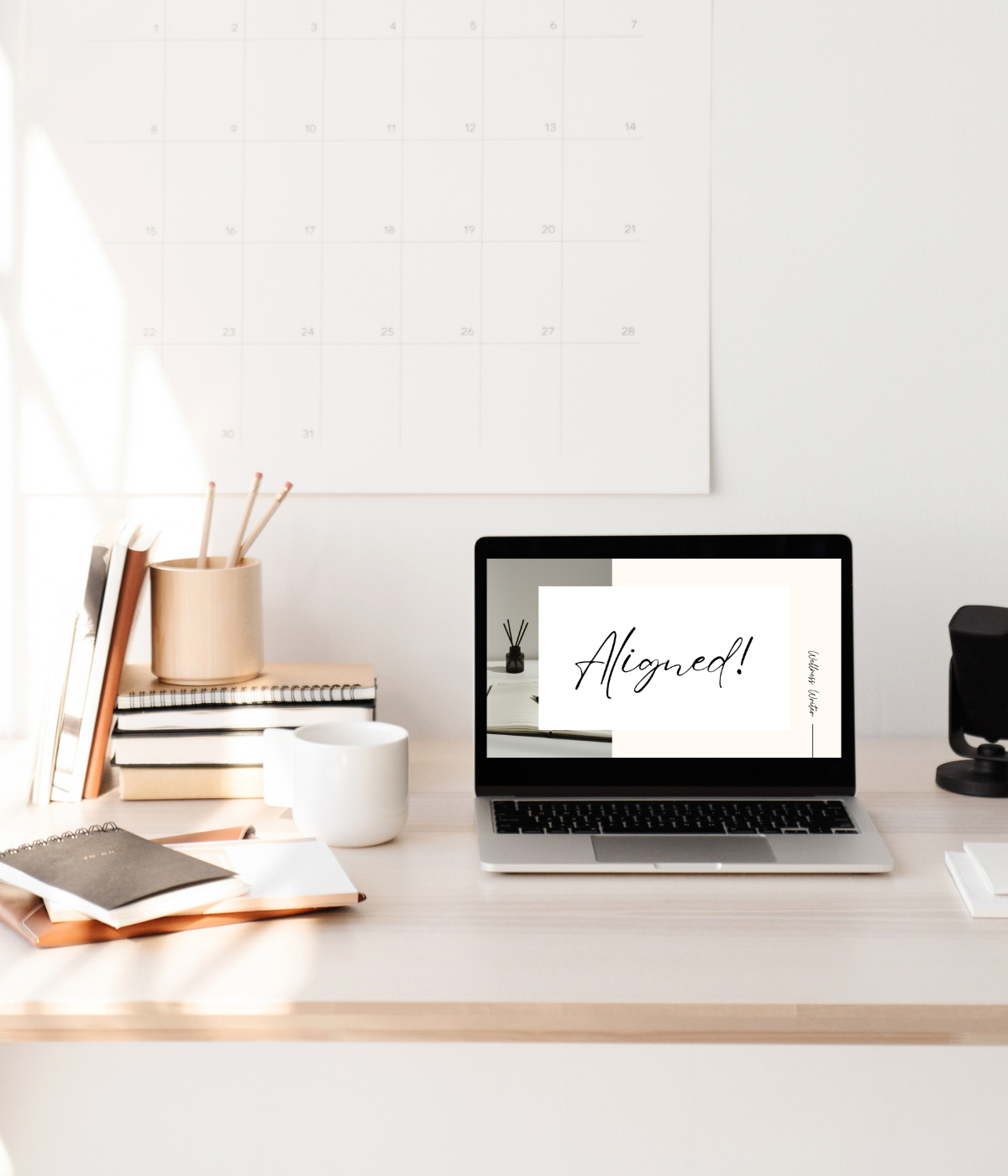 desk with books and pencils