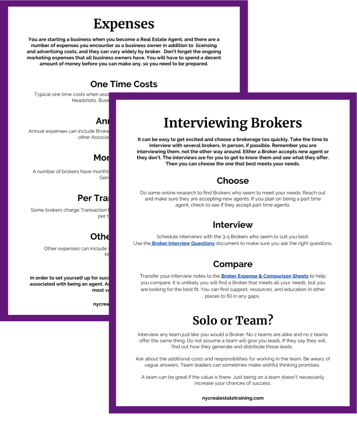 Picture of a 2 page Buyer's Agent Checklist