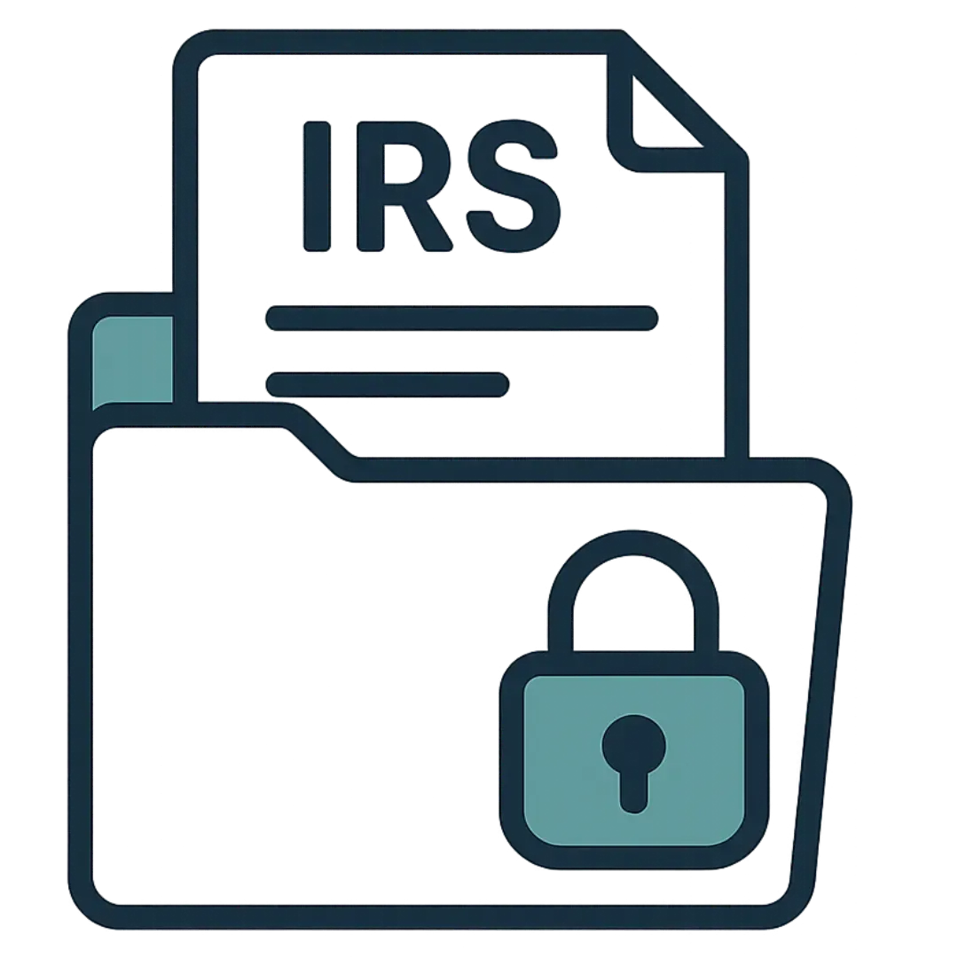 A flat vector of an IRS document with a large upward teal arrow in front, representing filing an appeal or requesting the IRS to reconsider a previous decision.
