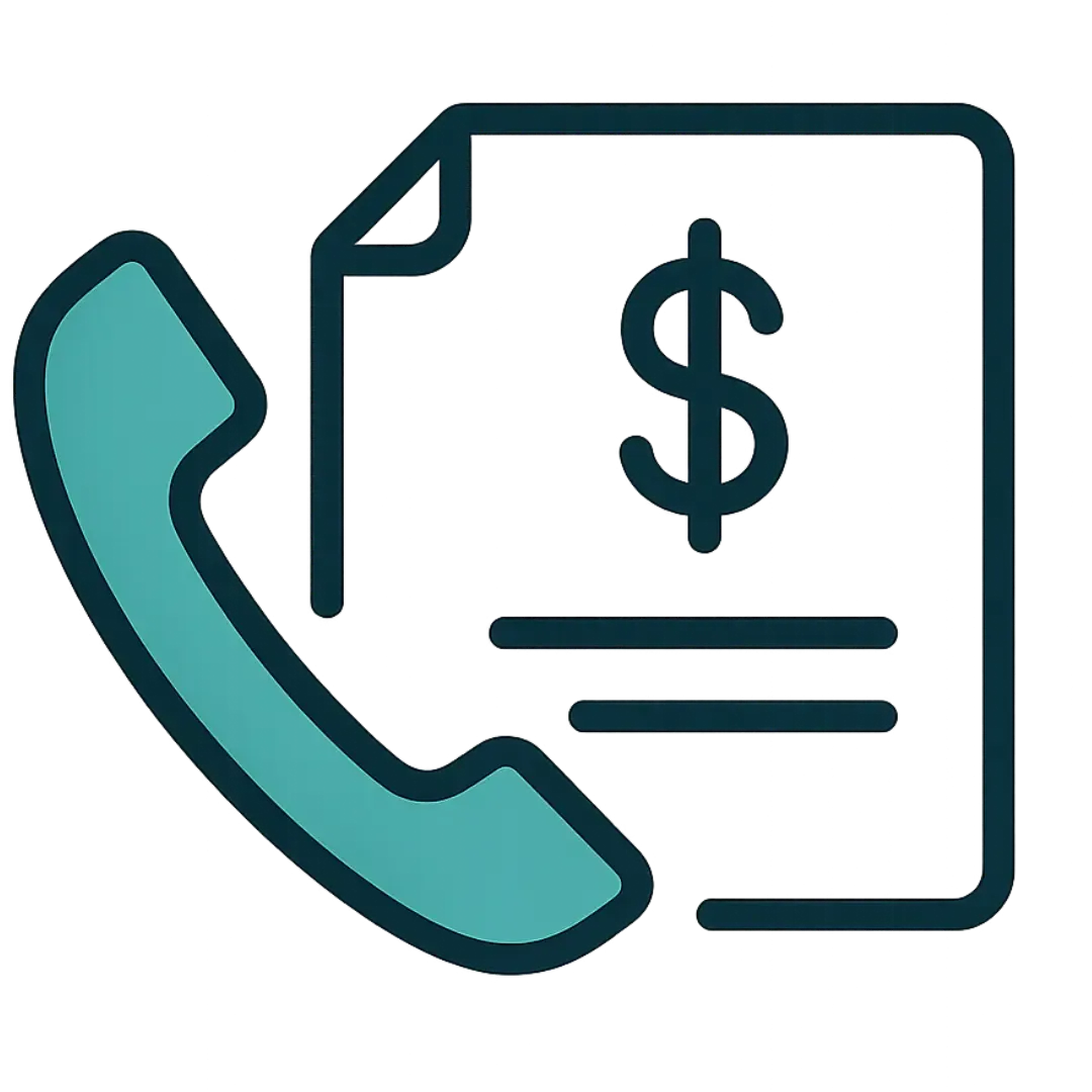Document with a dollar sign beside a phone receiver, symbolizing contacting the payer to stop backup tax withholding after corrections are made.