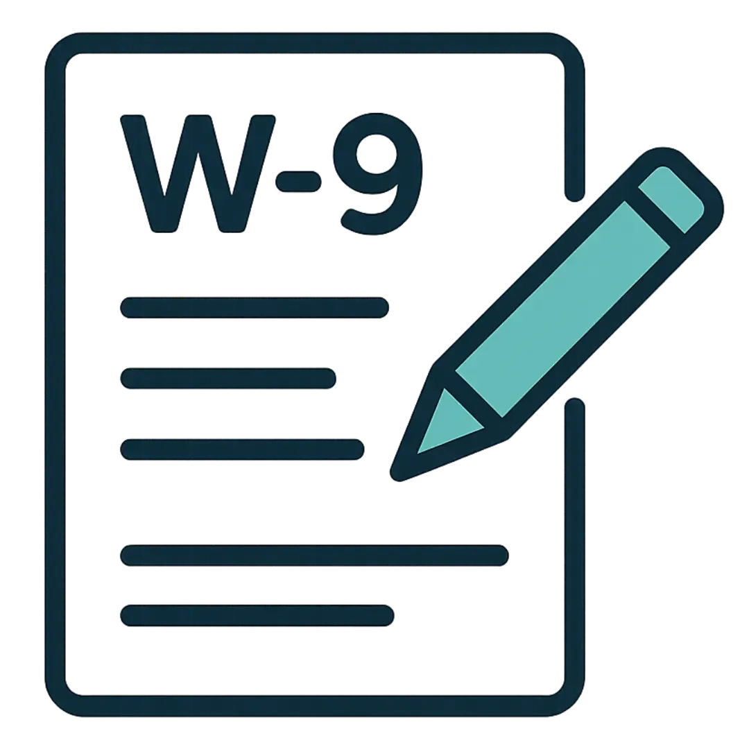 Illustration of a W-9 tax form with a pencil writing on it, symbolizing updating taxpayer information such as SSN or EIN.