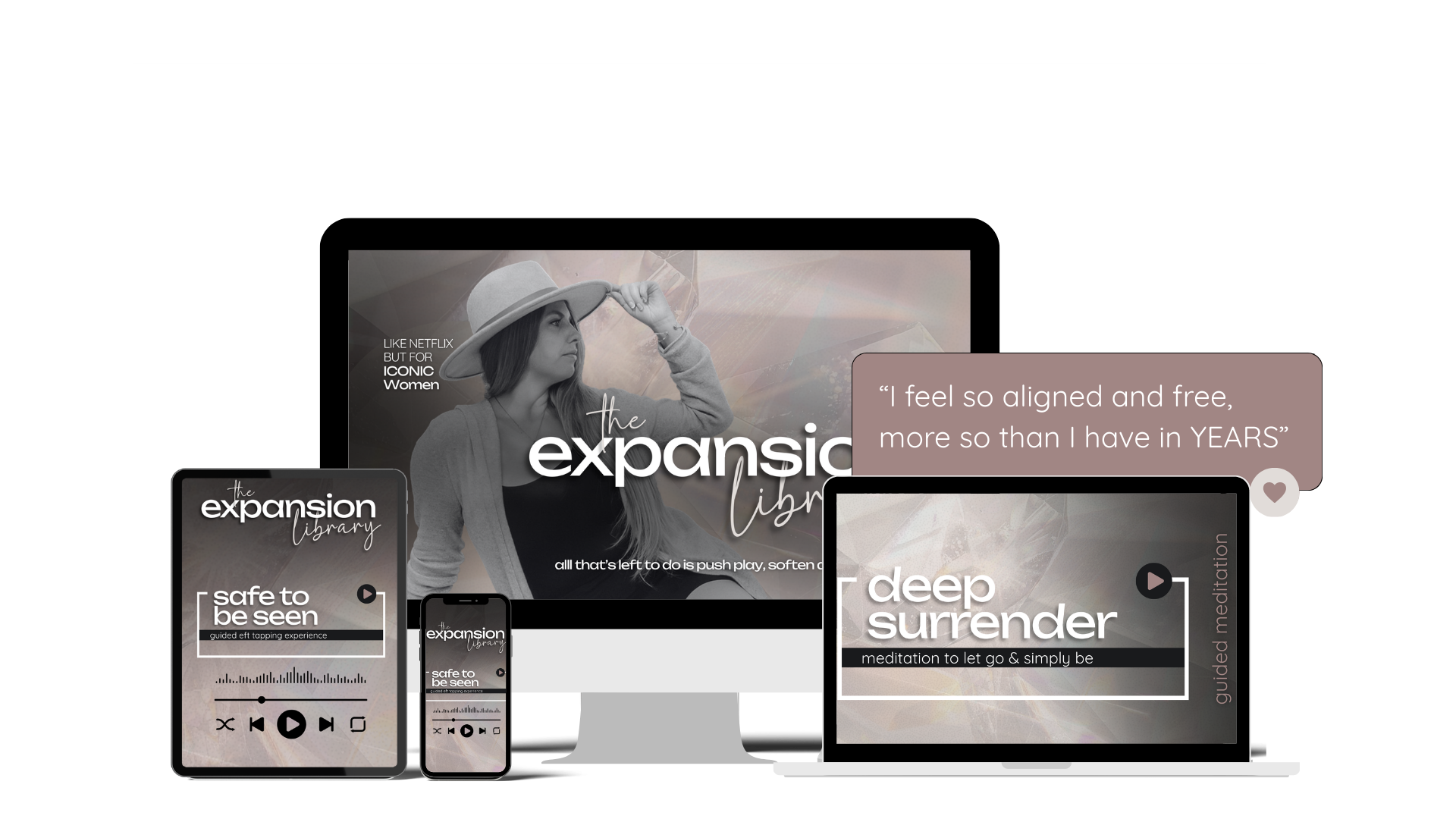 desktop, laptop, tablet, and phone mockup