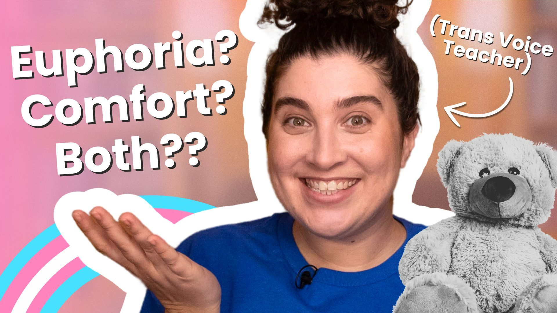 Blog post cover image showing text about voice training reasons beyond dysphoria for transgender and nonbinary people