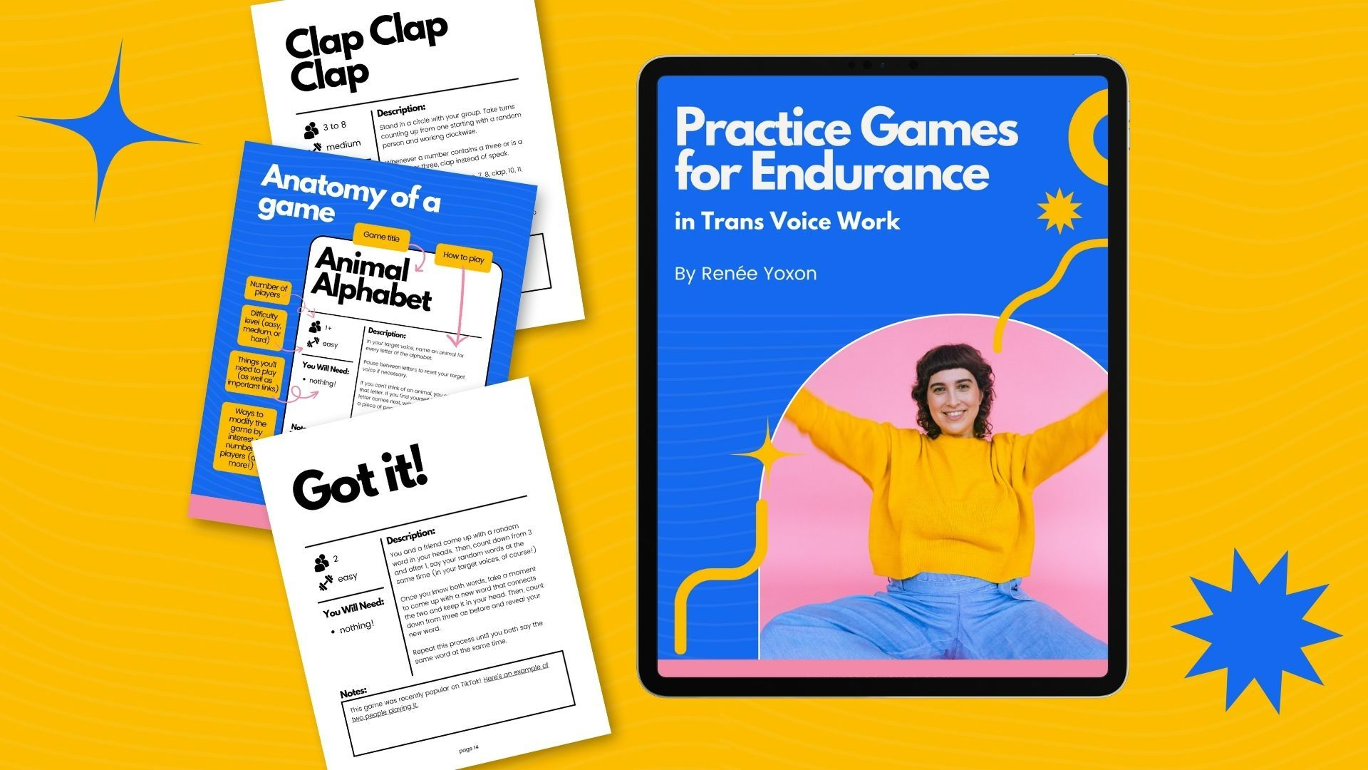 Practice Games for Endurance ebook cover with playful exercises for transgender voice training