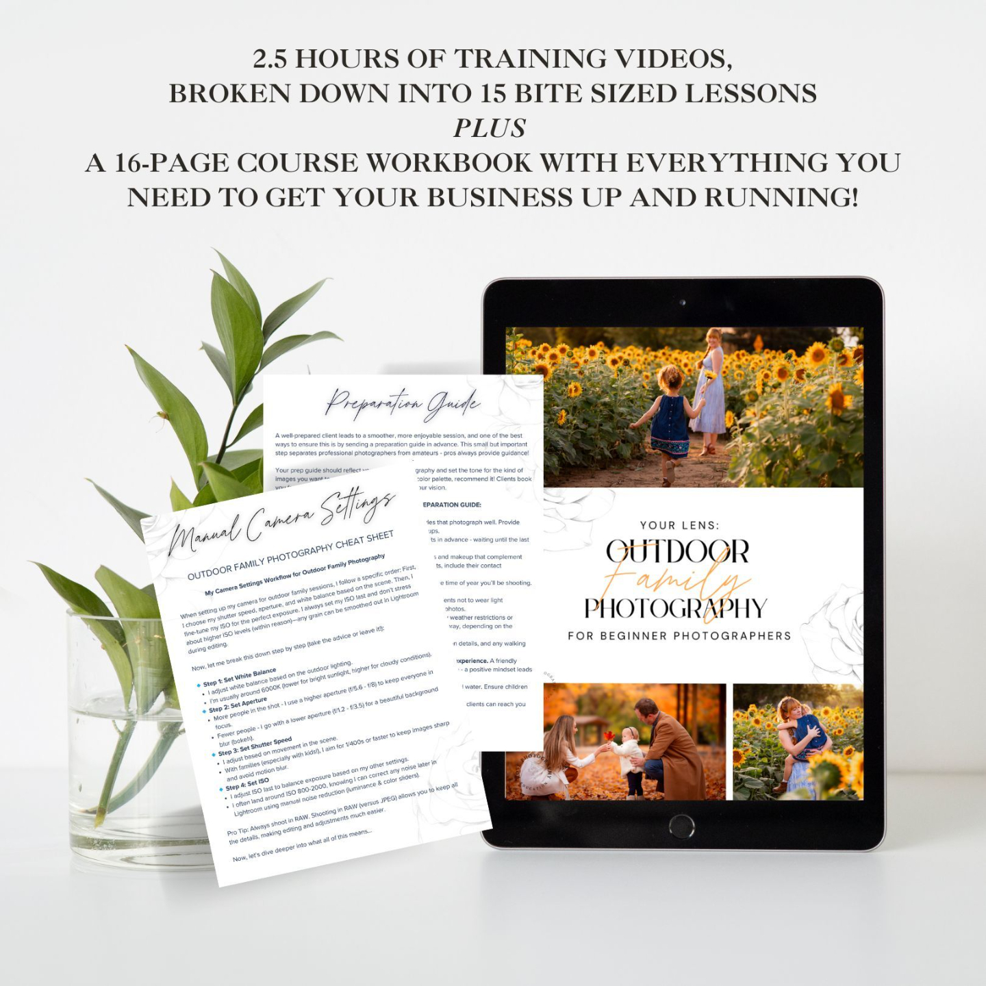 mockup of photography course with pdf guides