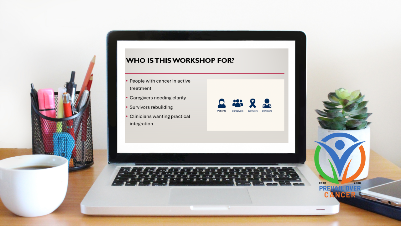 On-demand cancer healing workshop on laptop screen