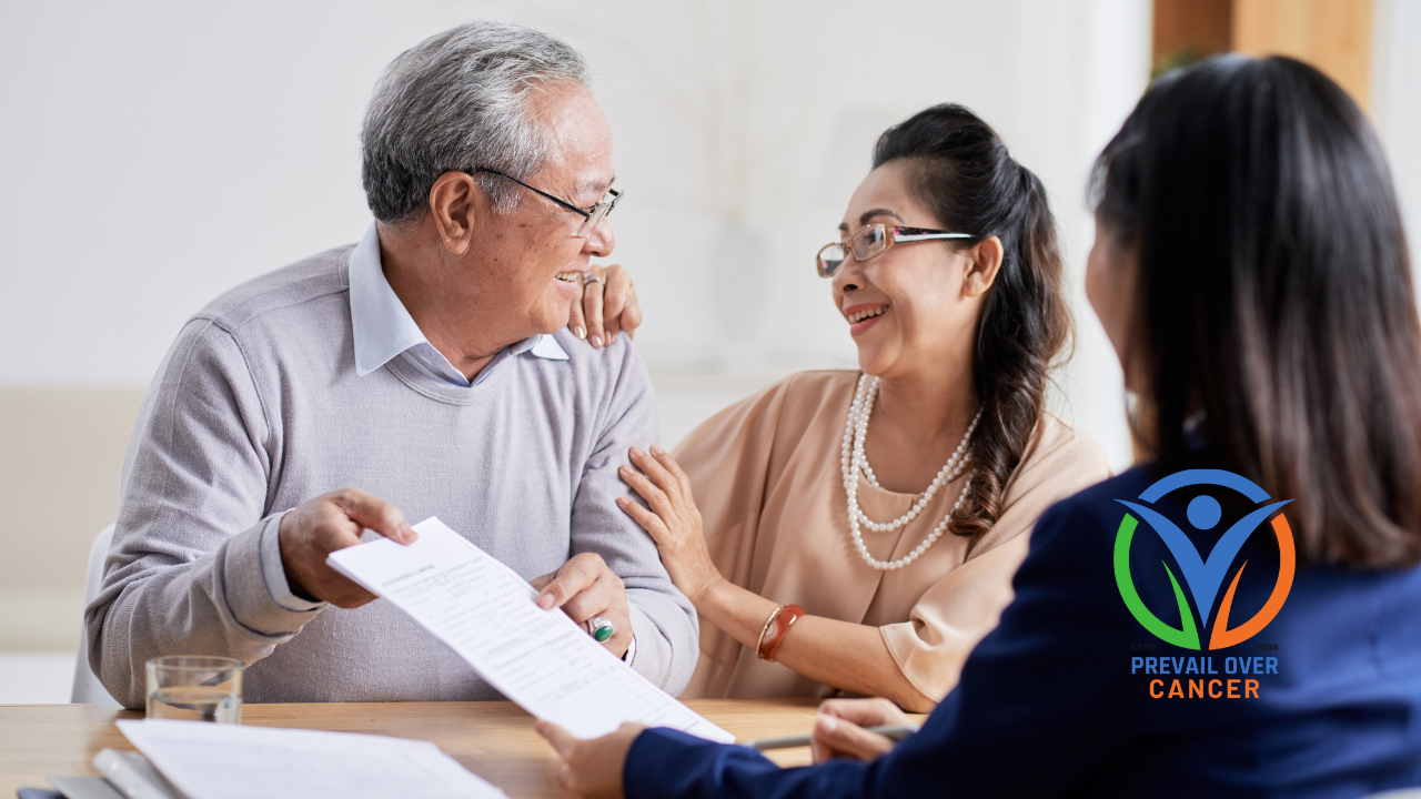Cancer patient holding terrain-based healing blueprint