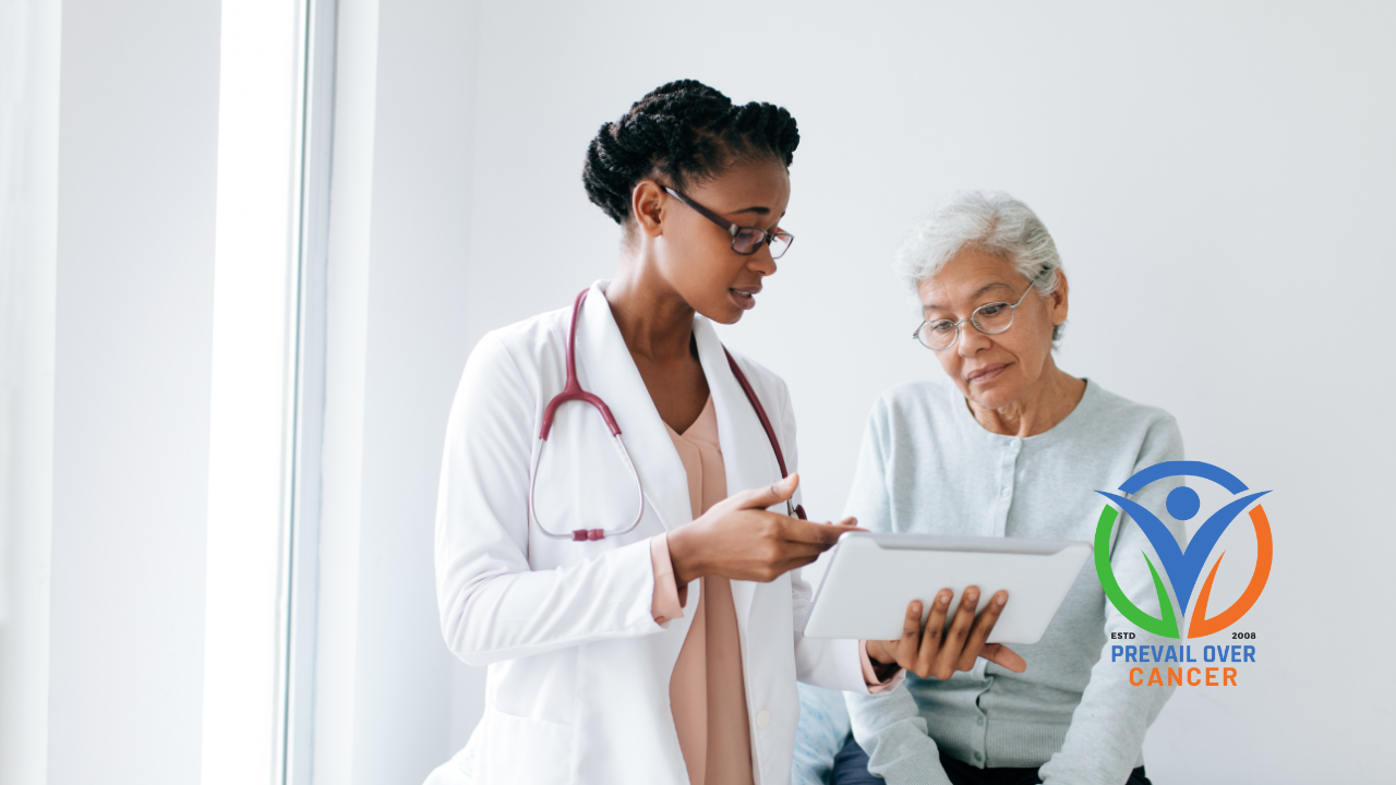 Cancer patient and caregiver reviewing terrain-based healing strategies