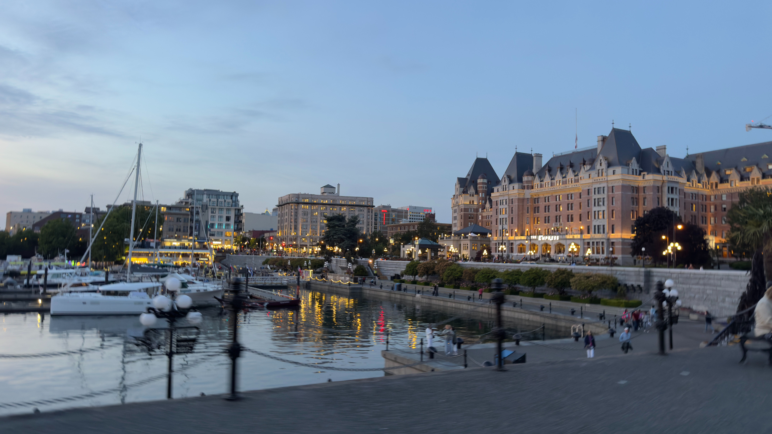 Victoria Cruise Port: Inner Harbour at dusk with boats