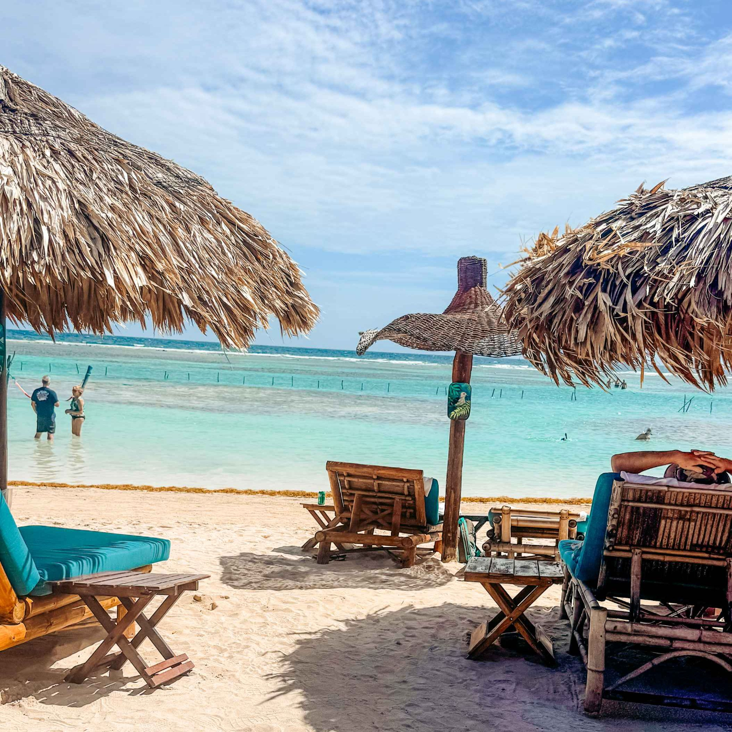 Costa Maya Cruise Port: Nacional Beach Club Palapas and Loungers