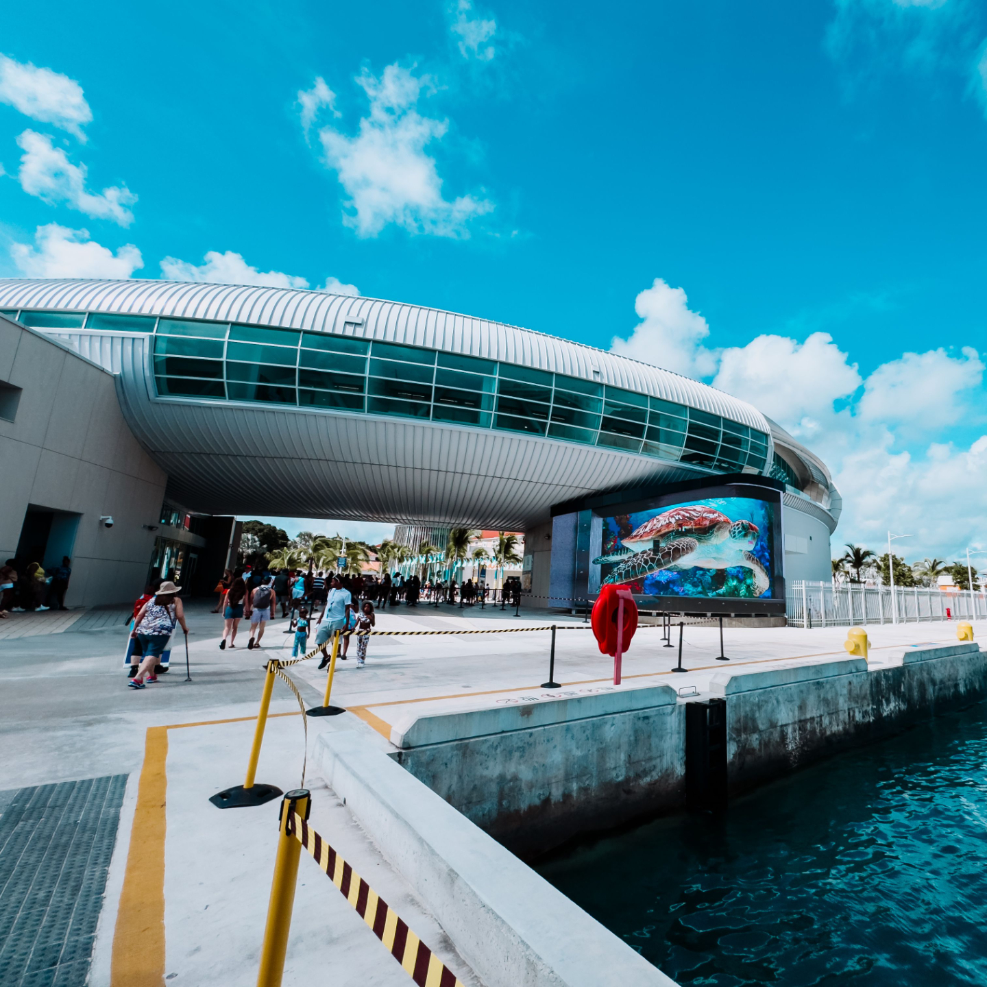 Nassau Cruise Port: Modern terminal with vibrant mural in Nassau