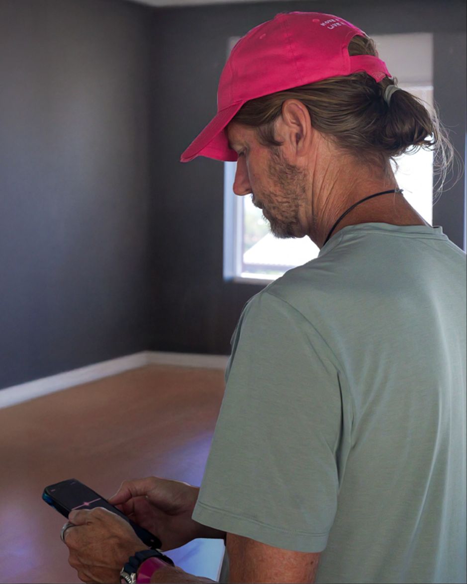 Person breathing with headphones