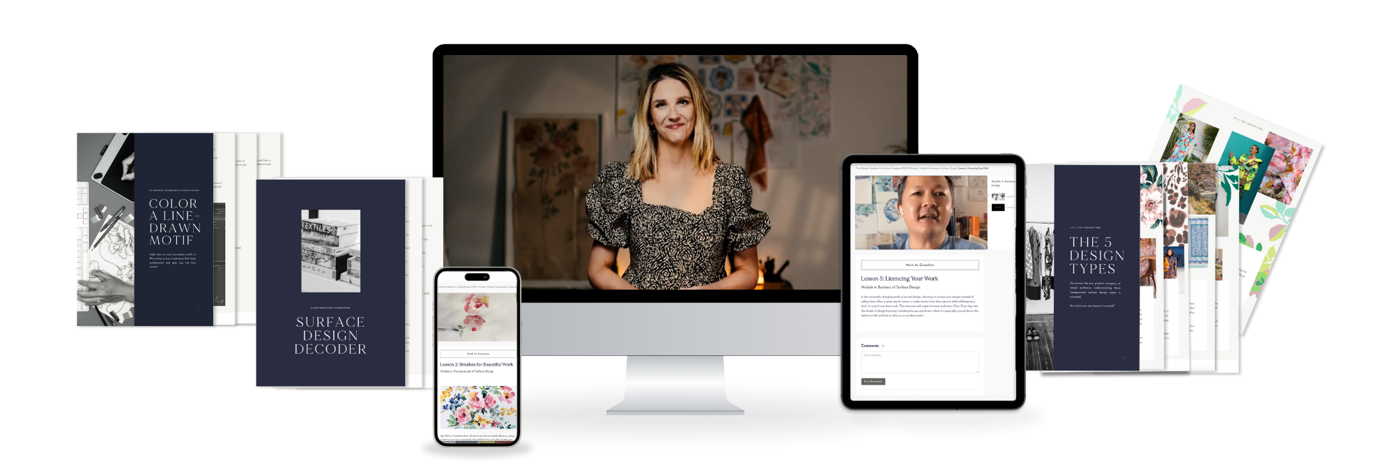 Screenshot of the course inclusions on different screens