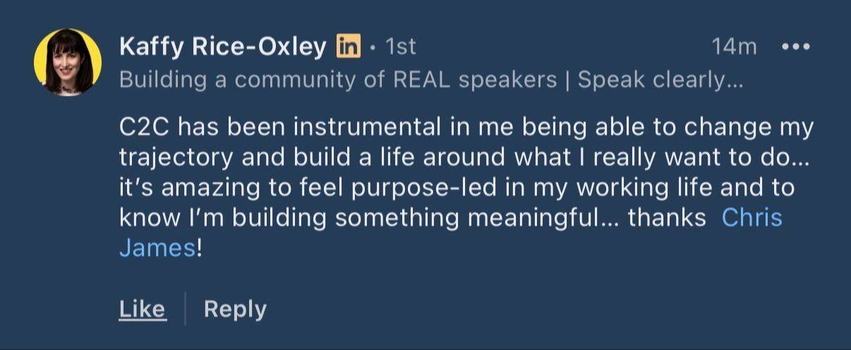 A comment on Kaffy's LinkedIn post