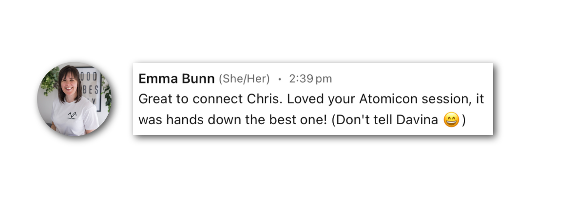Message about Chris's talk, 06