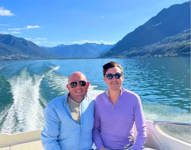 Sam and Spencer Boating in Italy