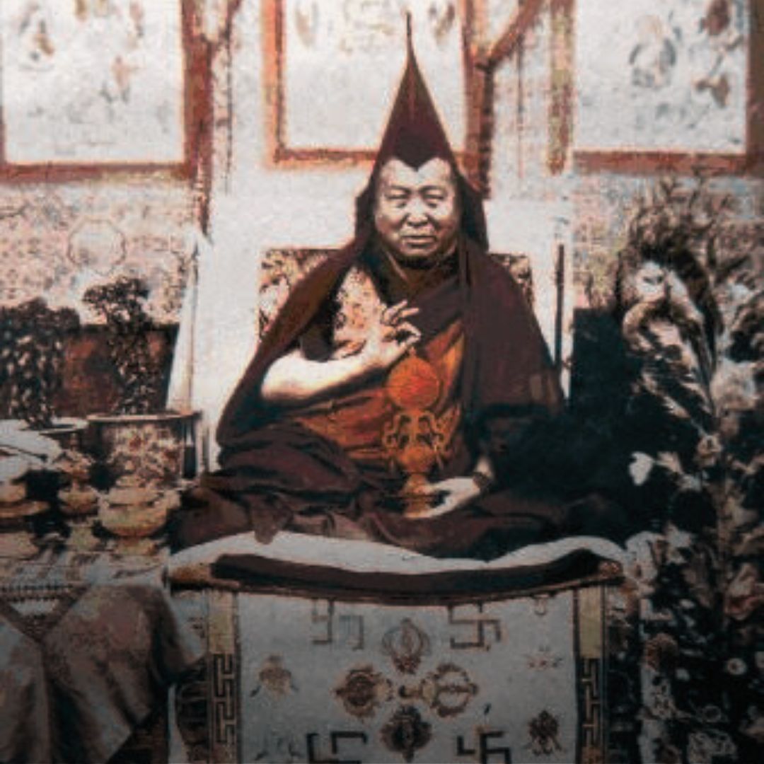Historic photograph of Pabongka Rinpoche, a Tibetan Buddhist teacher.
