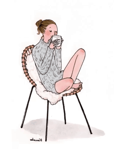 GIF of a Serene Woman Relaxing and Drinking Tea