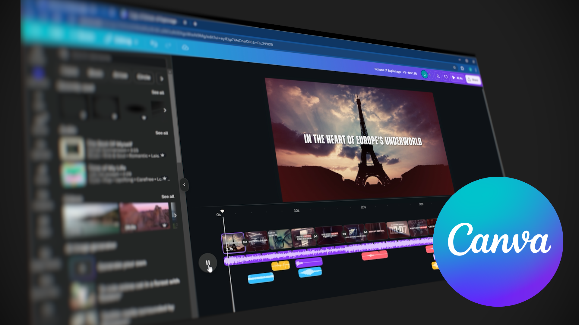 Canva interface showing a book trailer project