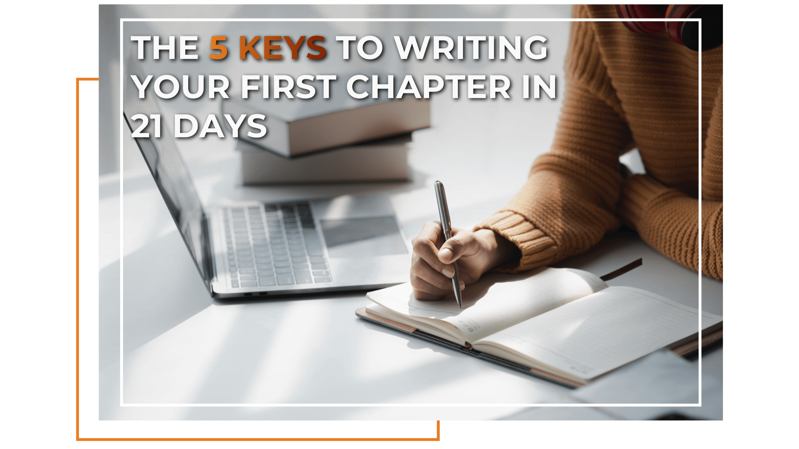 Smiling woman writing in a notebook on a cozy couch, representing the creative and guided writing journey through Author Coaching