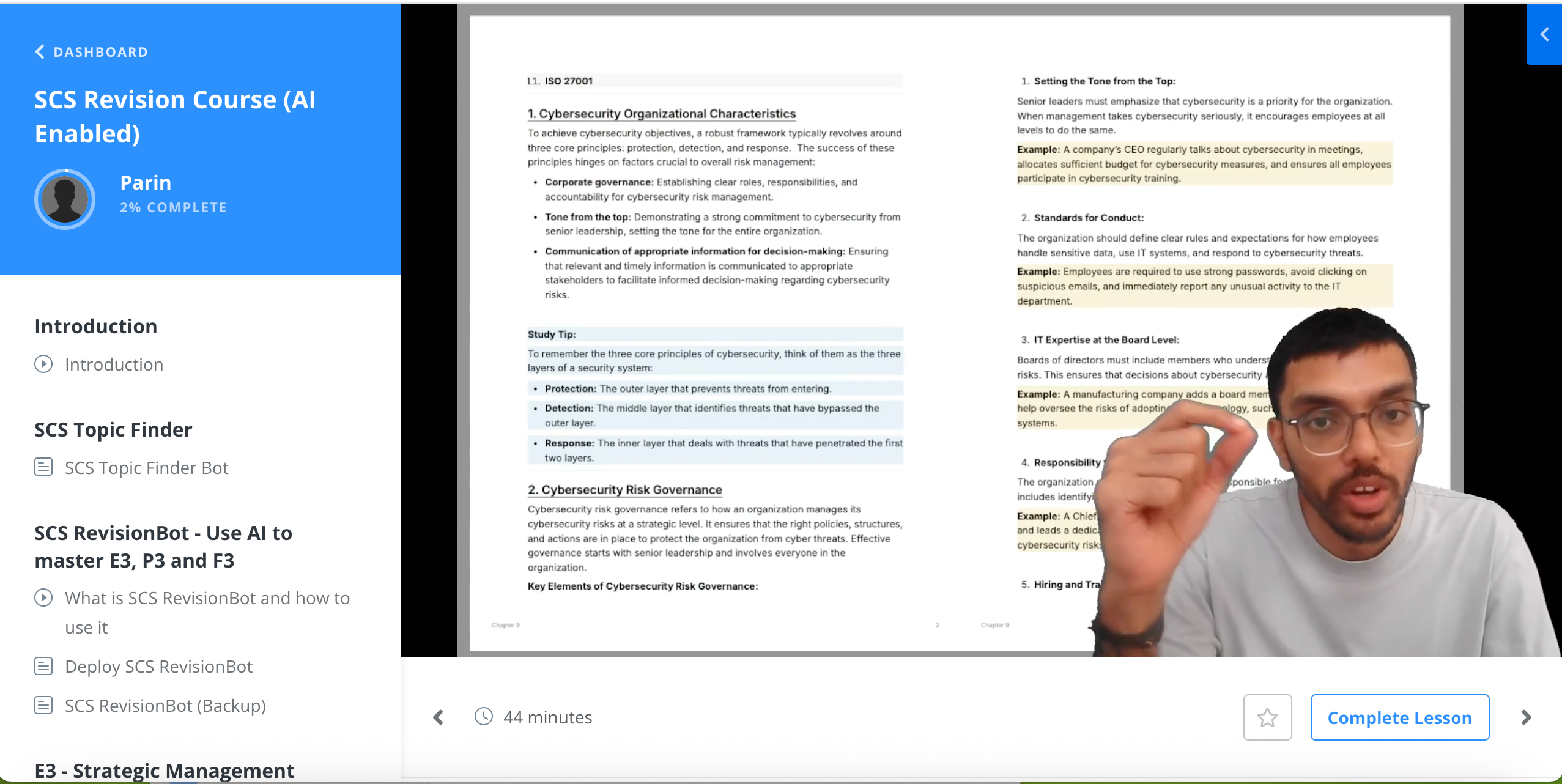 SCS Revision Course Platform