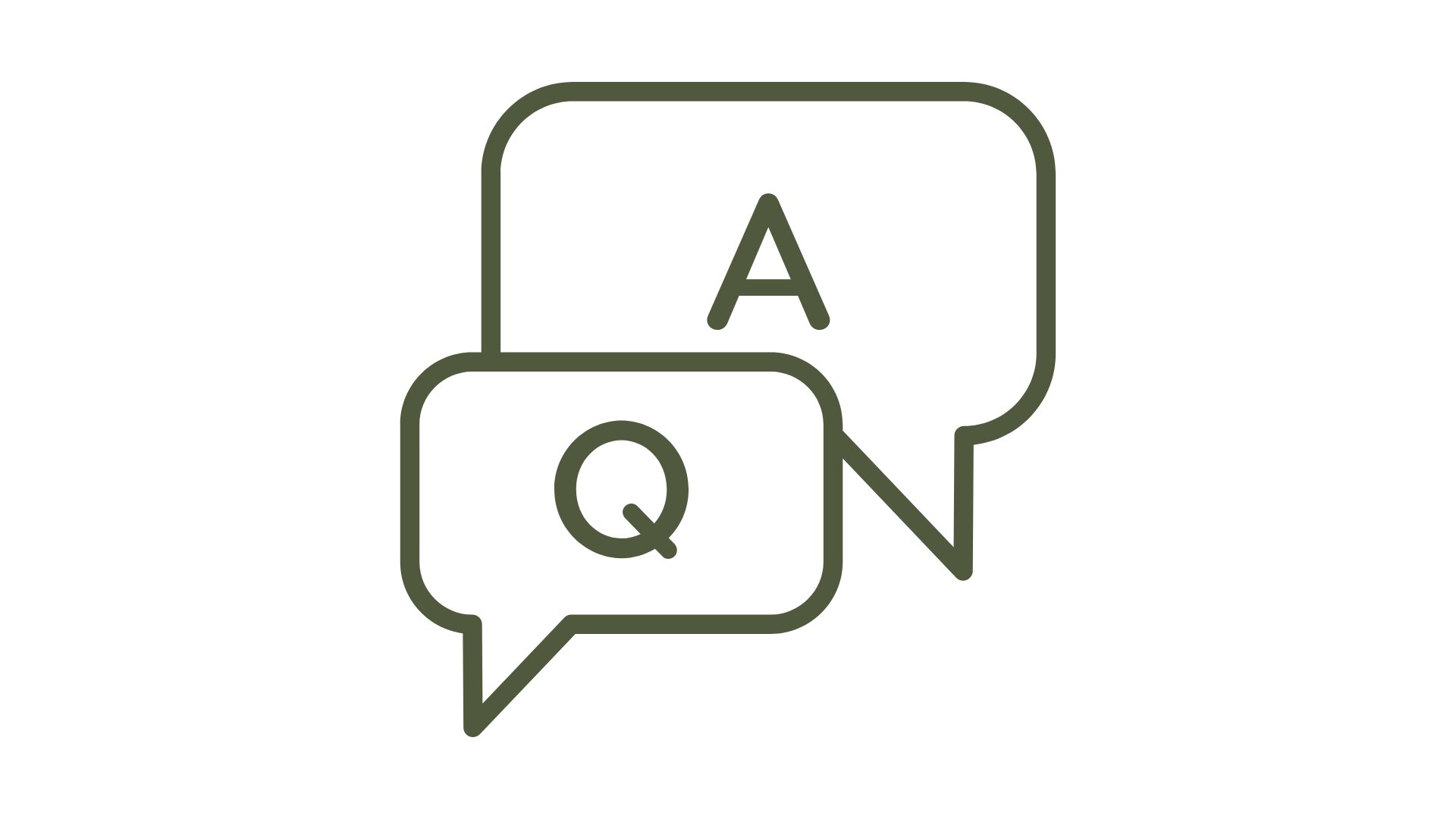 Line drawing of speech bubbles with letters Q & A