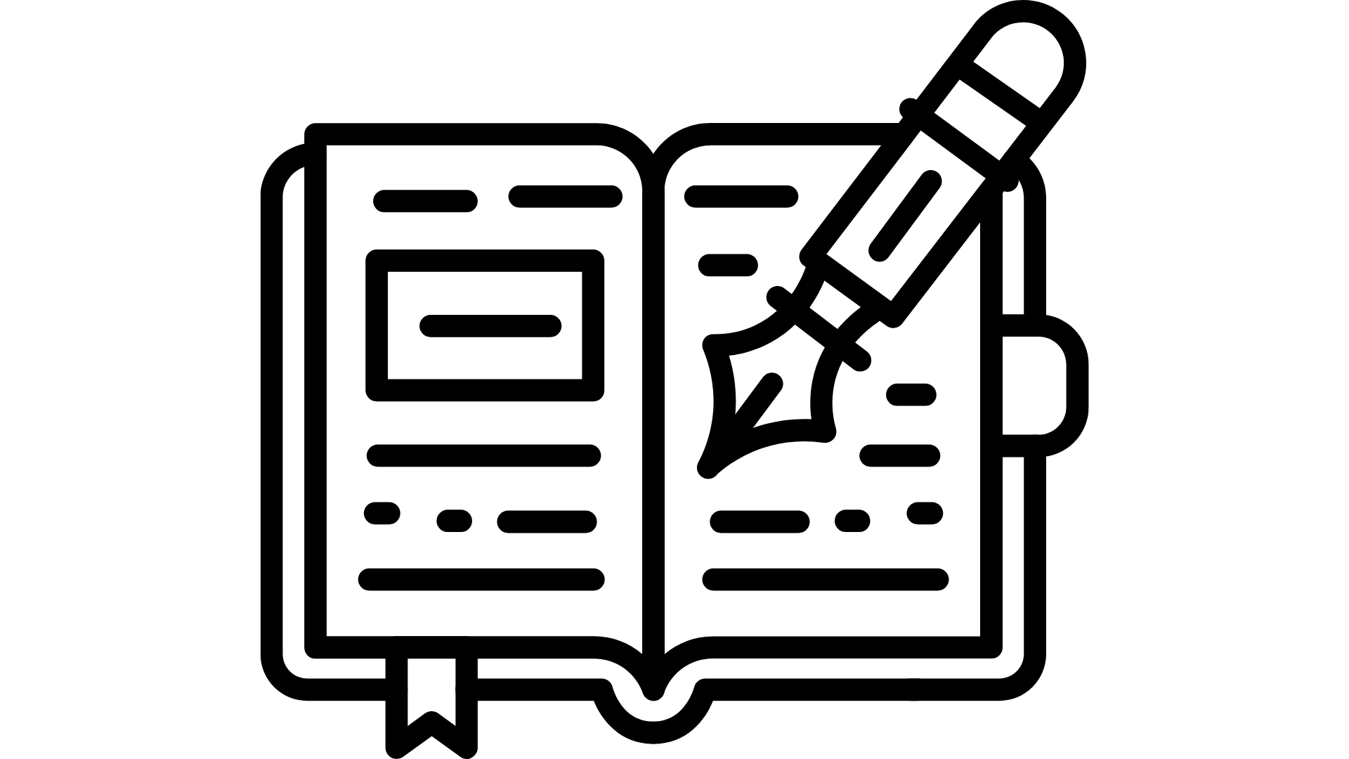 Line drawing of journal and pen