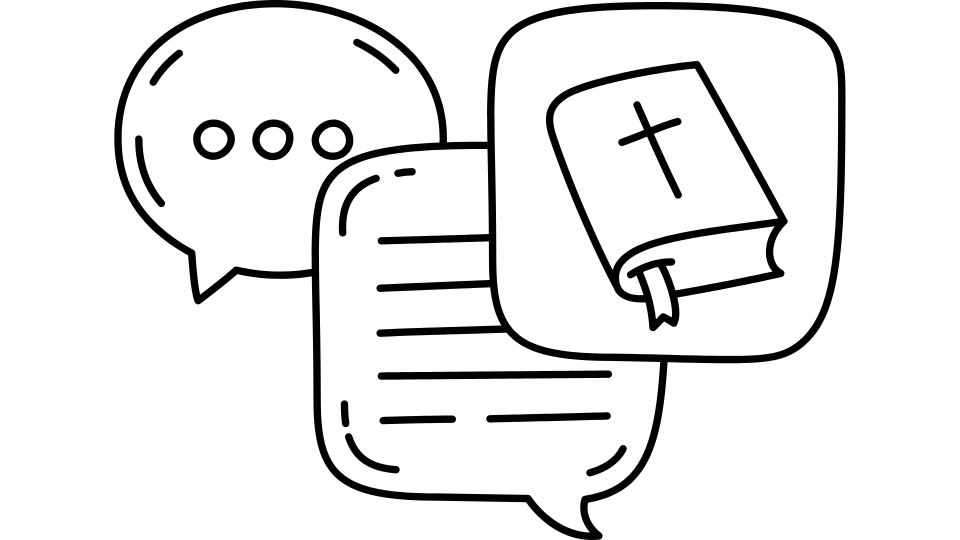 Person readLine drawing of speech bubbles with one with scriptures