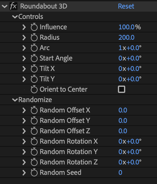 Controls for Texture Looper, an Adobe After Effects script created by Jake Bartlett