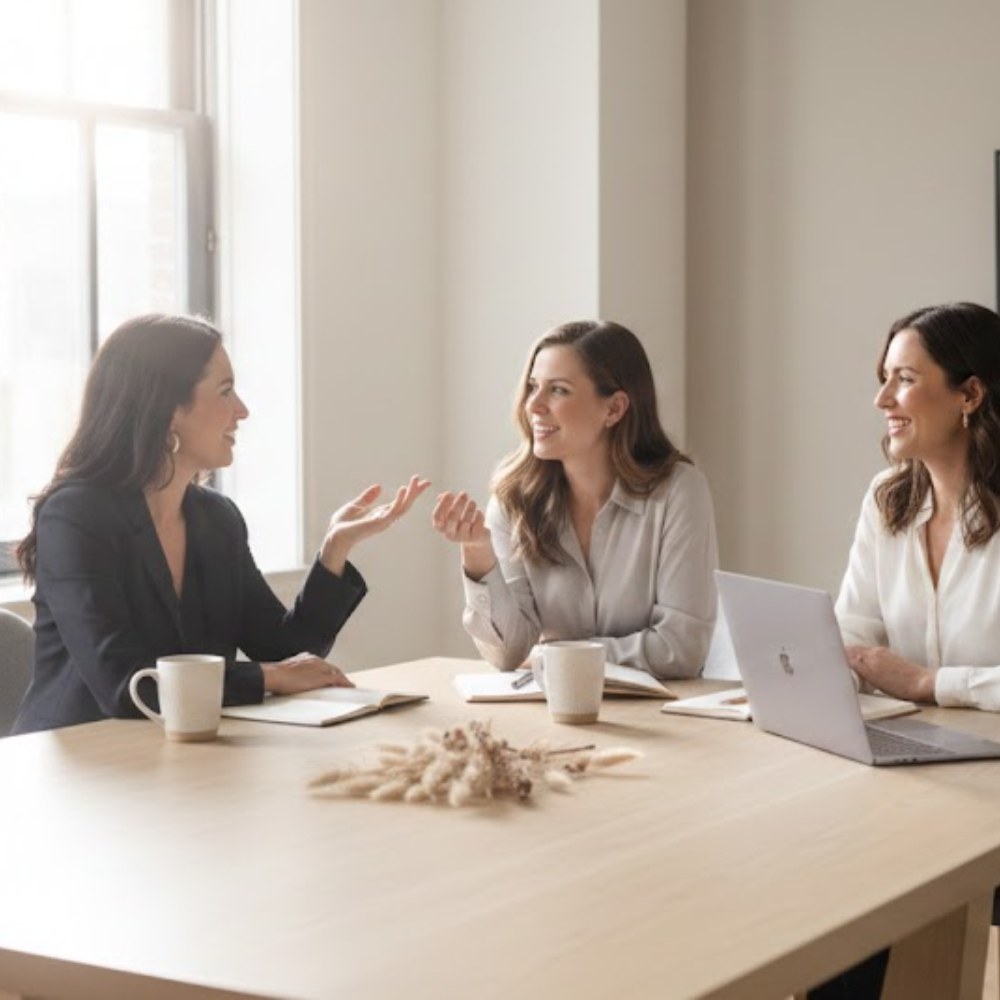 3 women at a table with laptops