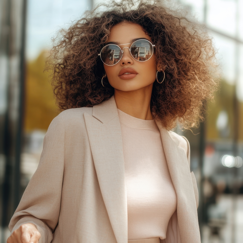 Young woman with sunglasses looking fashionable