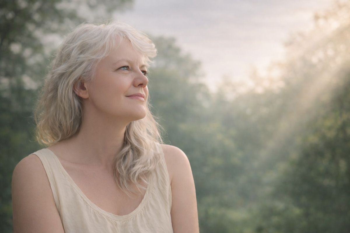 Deborah Christensen in a tranquil bush setting. 