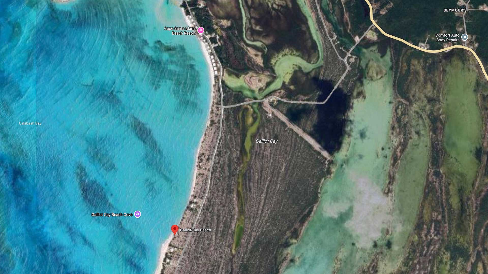 Galliot Cay Beach, Long Island, Bahamas Map