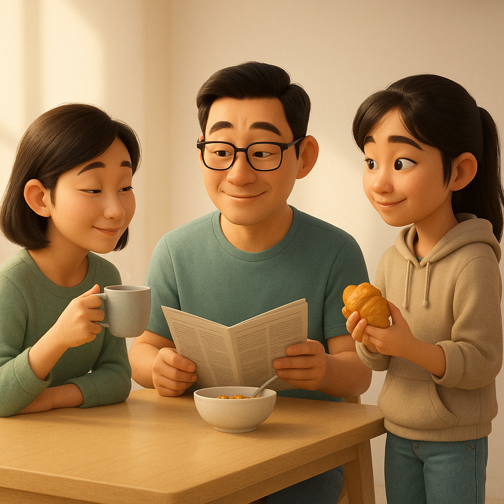 Parents with teen daughter in kitchen