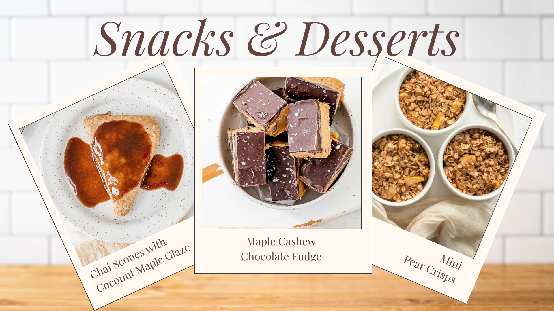Collage of three snack/dessert recipes previously sent in the Recipe of the Day email
