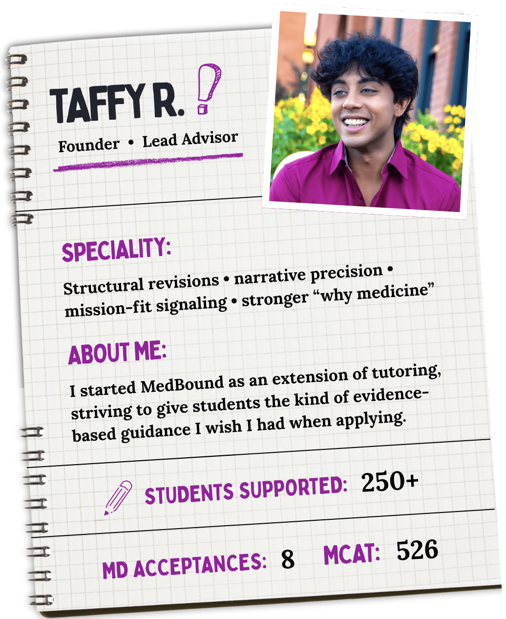 Taffy's tutor showcase (founder & lead advisor)