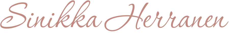 Sinikka Herranen -allekirjoitus roosalla kaunokirjoituksella