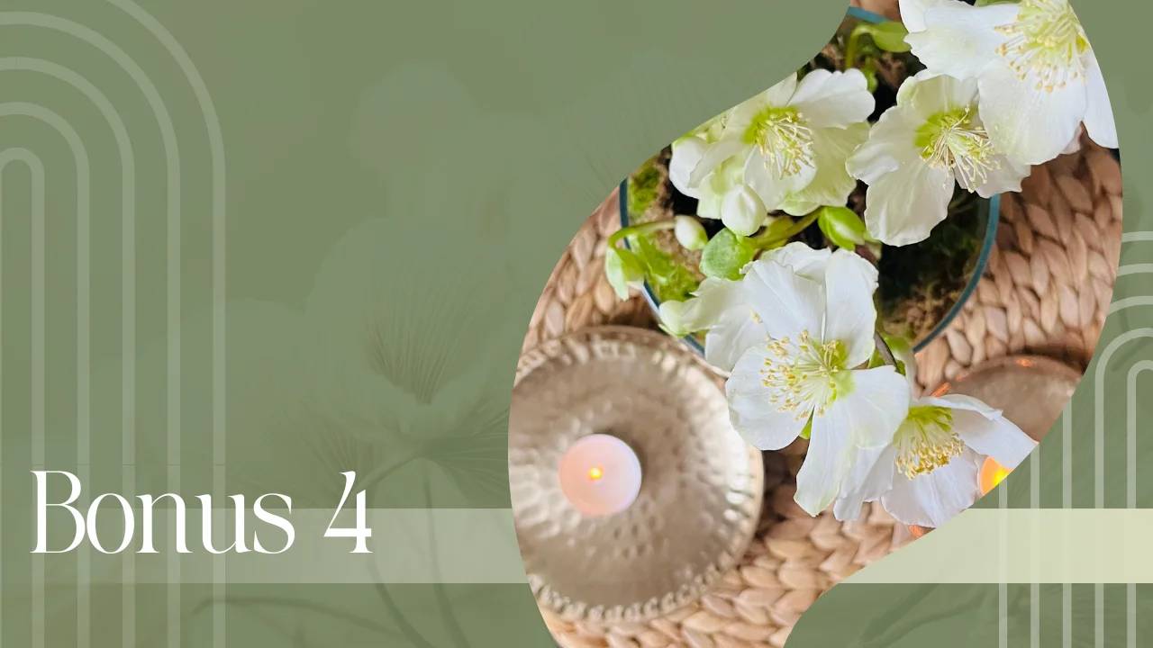 ole psyykkisesti vahva verkkovalmennuksen bonuksen kansi, jossa kukkia ja kynttilä