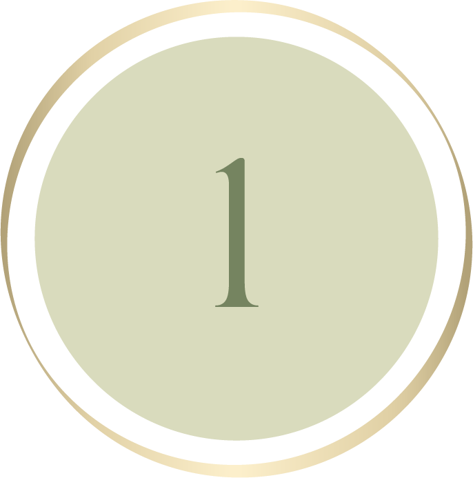 numero 1 vihreän pyöreän ikonin sisällä kultaisella reunustuksella